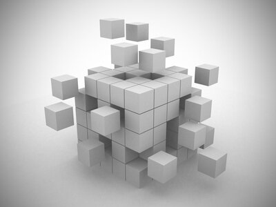 Abstract geometric shapes from cubes - 3d render illustration